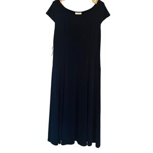NorthStyle Womens Navy Blue Short Sleeve Fit Flare Midi Dress 12 Comfort Career